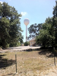 Odd shaped water tower near Wimberley, TX